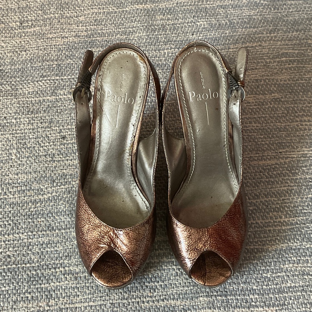 Paolo Metallic Bronze Slingback Heels